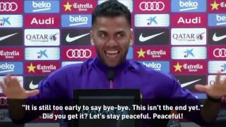 Dani Alves Trolls Cristiano Ronaldo Calma Celebration at the Press Conference  2015 [upl. by Studnia]