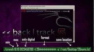 How to use CRUNCH CREATE WORDLIST on BackTracker 5 [upl. by Sarena]