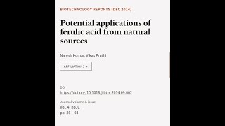 Potential applications of ferulic acid from natural sources  RTCLTV [upl. by Dnomse]