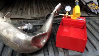 wwwhydraforcecouk EXHAUST BLOW OUT KIT DENT 2 STROKE PIPE REPAIR WITH WATER [upl. by Aretina]