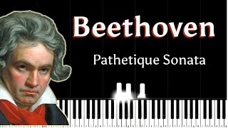 Beethoven  Pathetique Sonata 2nd Movement  Easy Piano Tutorial [upl. by Atiuqehs]