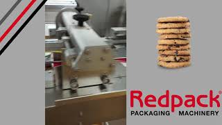 Redpack P325E flow wrapping individual cookies [upl. by Alrahs847]