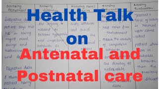 Health Talk on Antenatal and Postnatal care  Bsc nursing GNMMSc nursing nursingsecrets norcet [upl. by Eahc]