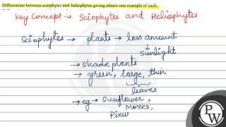 Differentiate between sciophytes and heliophytes giving atleast one [upl. by Lleroj39]