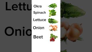 Daily five vegetable Names 5 lesson vegetables shortvideo reels dailyfivewords subscribe like [upl. by Kaule]