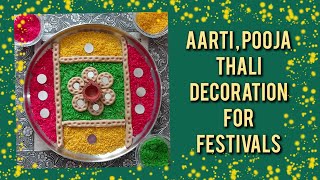 Aarti thali decoration for festivals  aate aur chawal se pooja thali sajaye Thali decoration [upl. by Lorette]