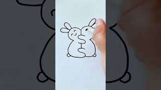 Pencil ✏️ art of rabbit 🐰Two rabbit hug drawing with pencil ✏️✏️rabbitdrawing pencilart ytviral [upl. by Braasch813]