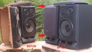 Restoration of severely damaged AIWA dump speakers  Restore everything as it was [upl. by Lorn]