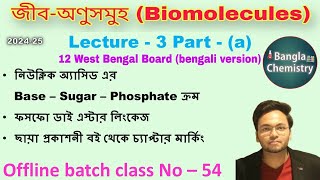 Biomolecules Class12WB L3a nucleotide nucleoside base sugar phosphate phosphodiester linkage [upl. by Norak]