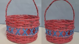 Newspapers basket DIYRecycled waste paper into a beautiful basket [upl. by Eniluap188]