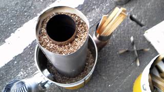 ロケットストーブ１号機テスト Kinugasa Rocket stove No1 [upl. by Aisset125]