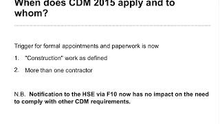 The new Construction Design and Management Regulations 2015  webinar video [upl. by Sirob635]