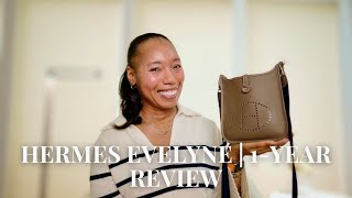 Hermes Evelyne Bag  One Year Review Timeless Utility Meets Luxe [upl. by Horten]