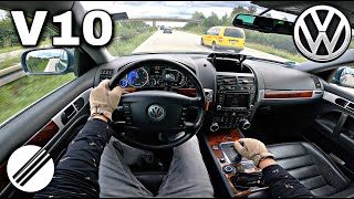 VW TOUAREG 50 V10 TDI TOP SPEED DRIVE ON GERMAN AUTOBAHN 🏎 [upl. by Kendell388]