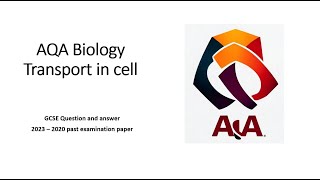 AQA GCSE TRANSPORT IN CELLS [upl. by Packton469]