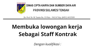 Lowongan kerja Dinas Cipta Karya dan sumber daya air prov Sulawesi tengah [upl. by Samella]