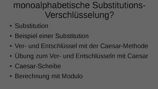 CaesarVerschlüsselung Wie funktioniert eine monoalphabetische SubstitutionsVerschlüsselung [upl. by Ardelia251]