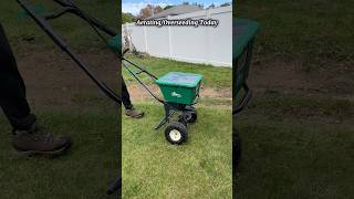 AeratingOverseeding today viralvideo landscaping lawncare fertilizing shorts views ￼ [upl. by Gawlas691]