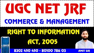 Right to Information Act 2005  Commerce  UGC NET JRF  Zenith  Offline amp Online Courses [upl. by Orola]