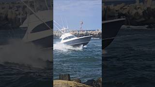 Boat  Great Escape Cuts Through The Rough Manasquan Inlet [upl. by Sayles725]