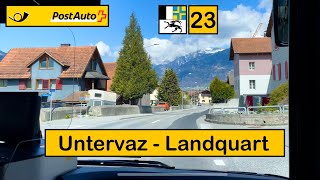 4K 🇨🇭 Cab Ride PostAuto Graubünden  23 Untervaz → Landquart  Scania Citywide Elektrobus [upl. by Geilich114]