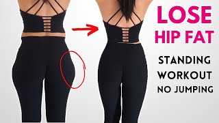 LOSE THIGH FAT HIP FAT reduce cellulite in 14 day challenge all standing exercises no jumping [upl. by Reinhold]