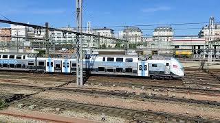 Train Transilien with Regio2N Bombardier leaving ParisMontparnasse towards Mantes La Jolie [upl. by Nickles256]