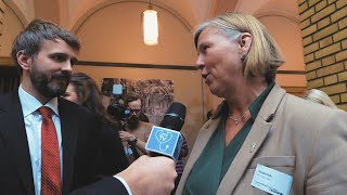 Statsbudsjettet  intervju med Jan Christian Vestre og AnneKarin Rime [upl. by Azila]