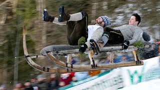 Schlittenrennen in Bayern Wer fliegt am weitesten [upl. by Eiznikam]