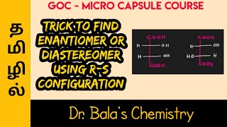 Tricks to find enantiomers Diastereomers using R S Configuration in Tamil  NEET  JEE [upl. by Opalina856]