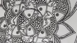 Traditional Madhubani Painting Fish [upl. by Adgam]