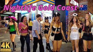 Nightlife Gold Coast Australia 🇦🇺 Nightclubs in Surfers Paradise 4K Street Walk [upl. by Retsila]