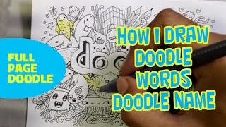 Full Page Doodle Words Doodle Name and Colouring Kawaii Doodle [upl. by Reham]