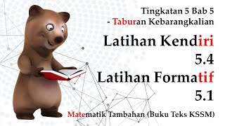 Matematik Tambahan Tingkatan 5 KSSM Bab 5  Latihan Kendiri 54  Latihan Formatif 51 [upl. by Phyl697]