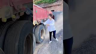 Truck unloading process of coarse gravel [upl. by Medora34]