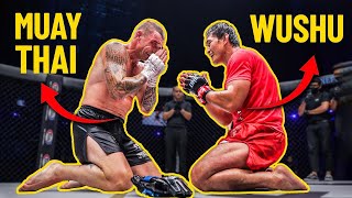 MUAY THAI VERSUS WUSHU 🥋🥊 John Wayne Parr vs Eduard Folayang [upl. by Aynot777]