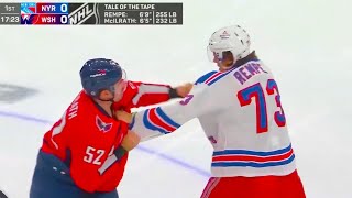 Matt Rempe Dylan Mcilrath Fight  New York Rangers vs Washington Capitals 2024 NHL Highlights [upl. by Nwahsram]