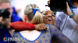 Simone Biles Jade Carey fulfill their medal goals in vault at the Paris Olympics  NBC Sports [upl. by Anerres]