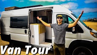 VAN TOUR  Hidden Shower Happijac Bed Lift 600 Amp hour Battery Bank and more [upl. by Arbba]