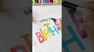 Birthday card drawing drawing with brush pen shorts [upl. by Rakel]