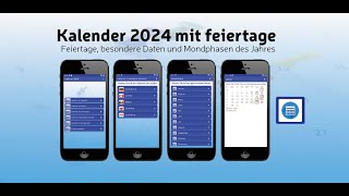 Kalender 2024 mit feiertage [upl. by Sirenay961]