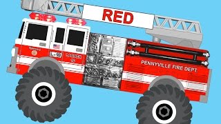 Monster Fire Trucks Teaching Colors amp Crushing Words  Learning Basic Colours Video for Kids [upl. by Ley]