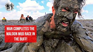 Man completes the Maldon Mud Race in the buff [upl. by Georgette]