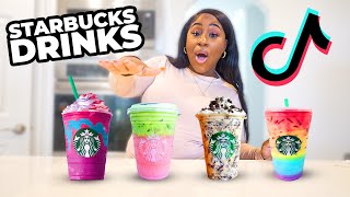 Trying Popular TIKTOK STARBUCKS DRINKS [upl. by Uzial218]