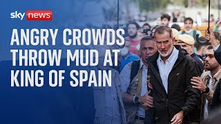 Angry crowds hurl mud and insults at King of Spain as he visits town devastated by floods [upl. by Jude]