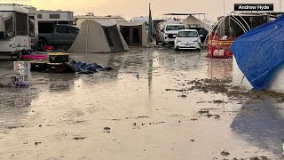 Thousands stranded at swamped Burning Man Festival [upl. by Euf]