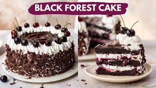 Black Forest Cake Recipe  Bakery Style Eggless Black Forest Cake at home  Easy Recipe [upl. by Aneelak]