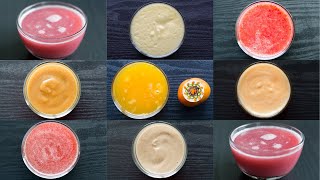 9 Fruit Purees for 6 to 12 Months Baby  Baby Fruit Purees  Fusion Cooking  Healthy Baby Foods [upl. by Aimal]