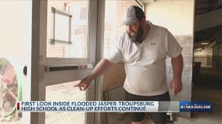 First look inside flooded JasperTroupsburg High School [upl. by Rrats]