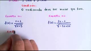 Aula 10  Domínio de uma função Variável no denominador e no radicando [upl. by Nyvar]